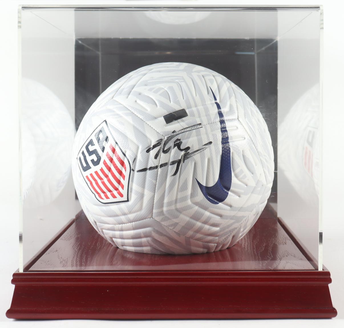 Christian Pulisic Signed Team USA Logo Nike Soccer Ball with Display Case (Panini) at PristineAuction.com Christian Pulisic Signed Team USA Logo Nike Soccer Ball with Display Case (Panini) at PristineAuction.com