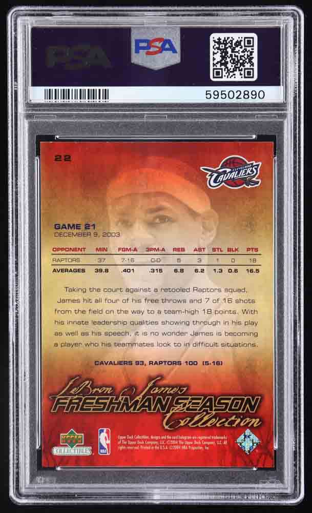LeBron James 2004 Upper Deck LeBron James Freshman Season #22 (PSA 9) at PristineAuction.com LeBron James 2004 Upper Deck LeBron James Freshman Season #22 (PSA 9) at PristineAuction.com