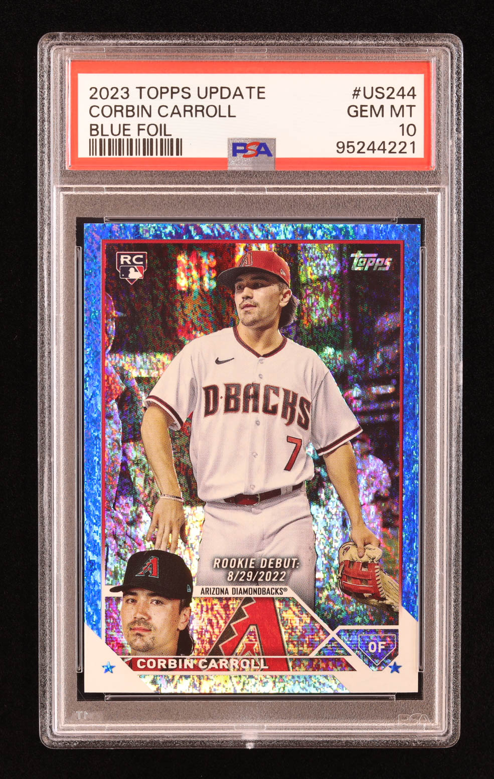 Corbin Carroll 2023 Topps Update Blue Foil #US244 #639/999 RC (PSA 10) at PristineAuction.com Corbin Carroll 2023 Topps Update Blue Foil #US244 #639/999 RC (PSA 10) at PristineAuction.com