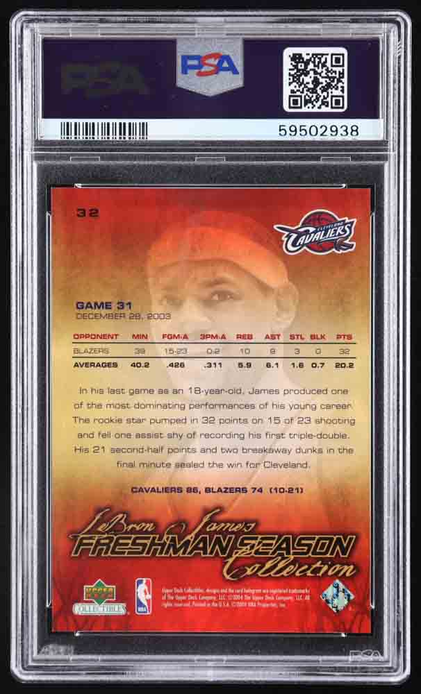 LeBron James 2004 Upper Deck LeBron James Freshman Season #32 (PSA 9) at PristineAuction.com LeBron James 2004 Upper Deck LeBron James Freshman Season #32 (PSA 9) at PristineAuction.com