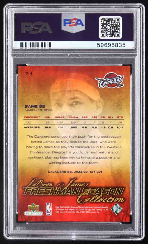 LeBron James 2004 Upper Deck LeBron James Freshman Season #71 (PSA 9) at PristineAuction.com LeBron James 2004 Upper Deck LeBron James Freshman Season #71 (PSA 9) at PristineAuction.com