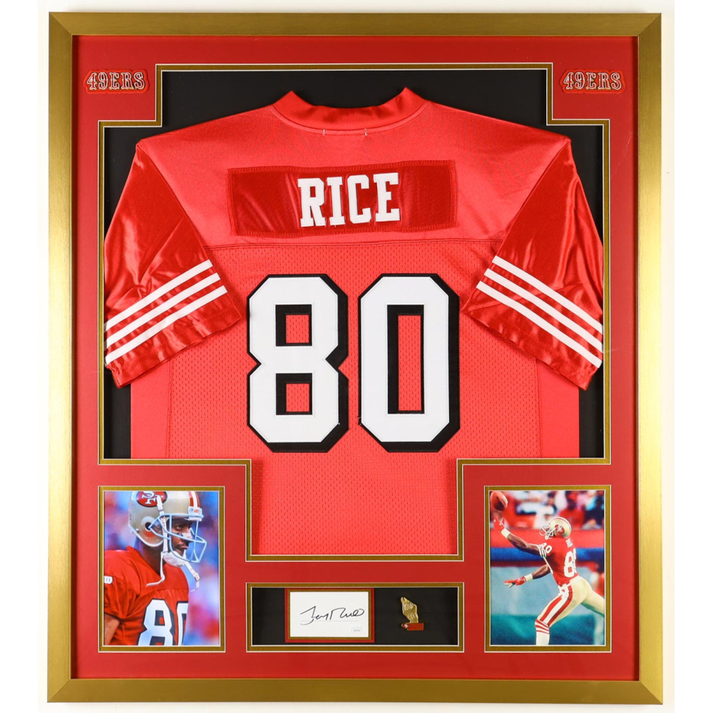 Jerry Rice Signed Custom Framed Cut Display With Jersey, Player ...