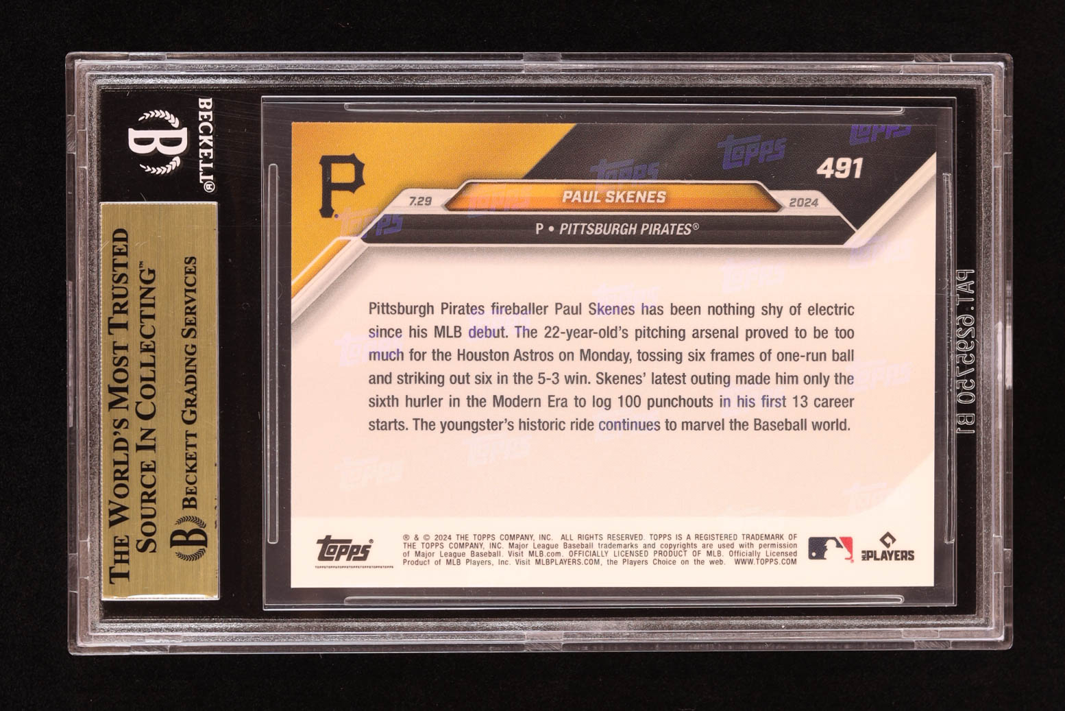 Paul Skenes 2024 Topps Now #491 RC (BGS 9.5) at PristineAuction.com Paul Skenes 2024 Topps Now #491 RC (BGS 9.5) at PristineAuction.com