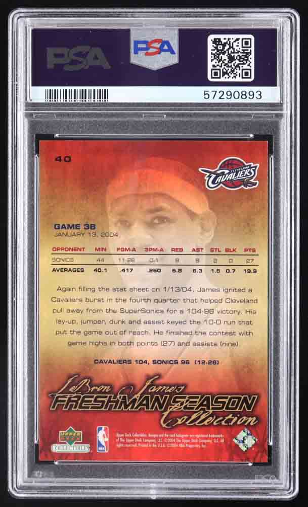 LeBron James 2004 Upper Deck LeBron James Freshman Season #40 (PSA 9) at PristineAuction.com LeBron James 2004 Upper Deck LeBron James Freshman Season #40 (PSA 9) at PristineAuction.com