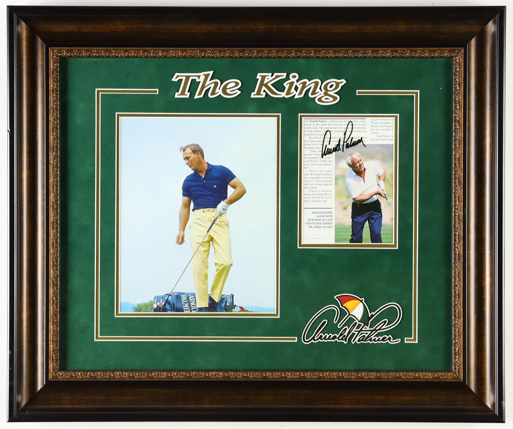 Arnold Palmer Signed "The King" Custom Framed Magazine Cut Display (Beckett) at PristineAuction.com Arnold Palmer Signed "The King" Custom Framed Magazine Cut Display (Beckett) at PristineAuction.com