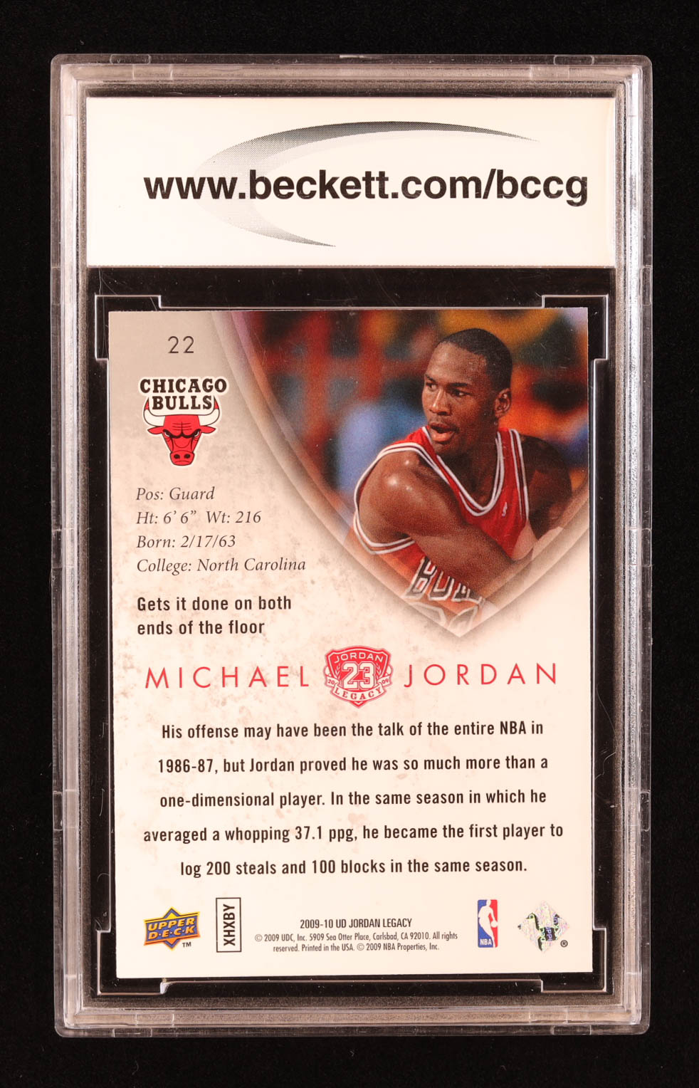 Michael Jordan 2009-10 Upper Deck Michael Jordan Legacy Collection Gold #22 (BCCG 10) at PristineAuction.com Michael Jordan 2009-10 Upper Deck Michael Jordan Legacy Collection Gold #22 (BCCG 10) at PristineAuction.com