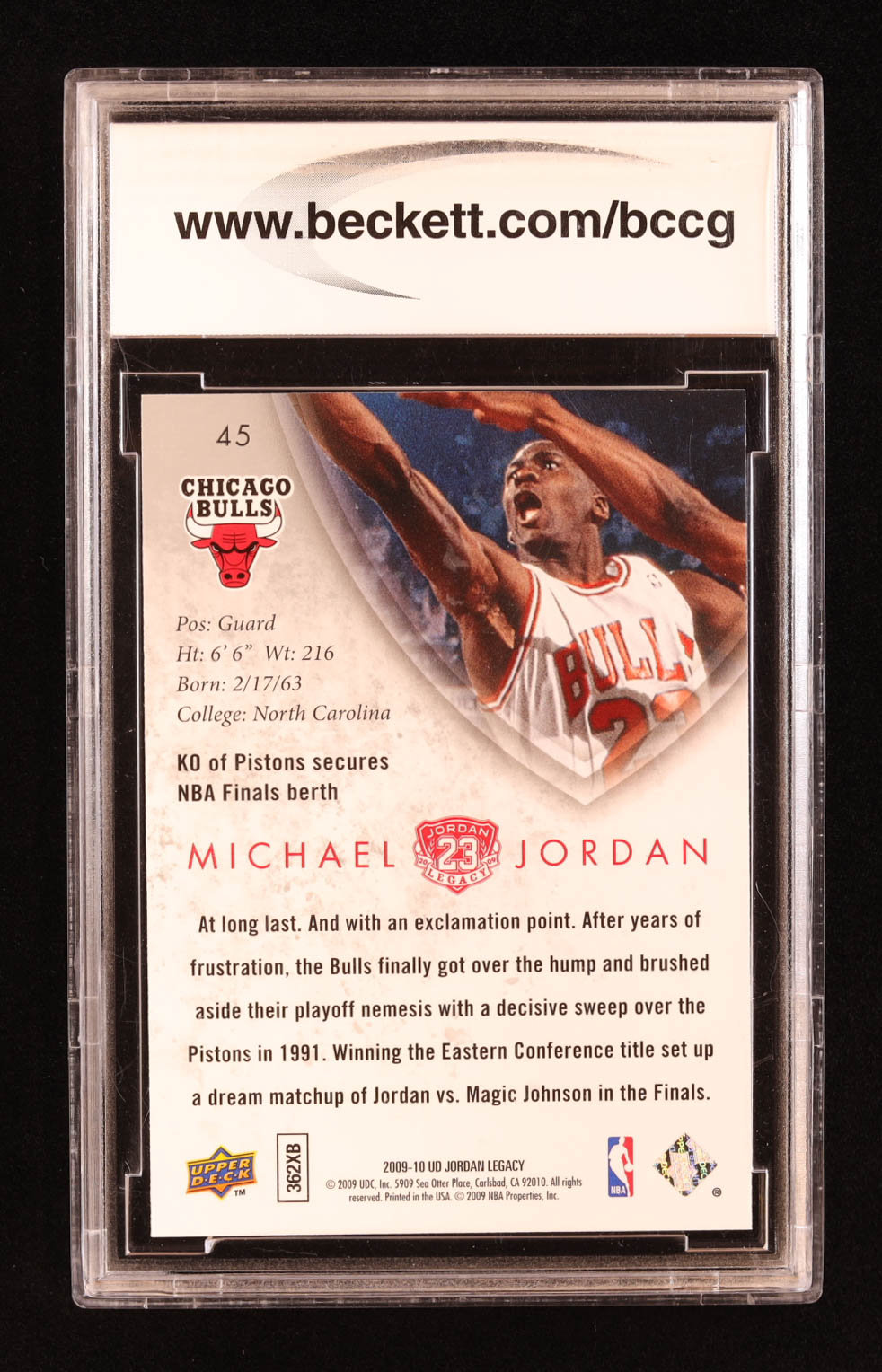 Michael Jordan 2009-10 Upper Deck Michael Jordan Legacy Collection Gold #45 (BCCG 10) at PristineAuction.com Michael Jordan 2009-10 Upper Deck Michael Jordan Legacy Collection Gold #45 (BCCG 10) at PristineAuction.com