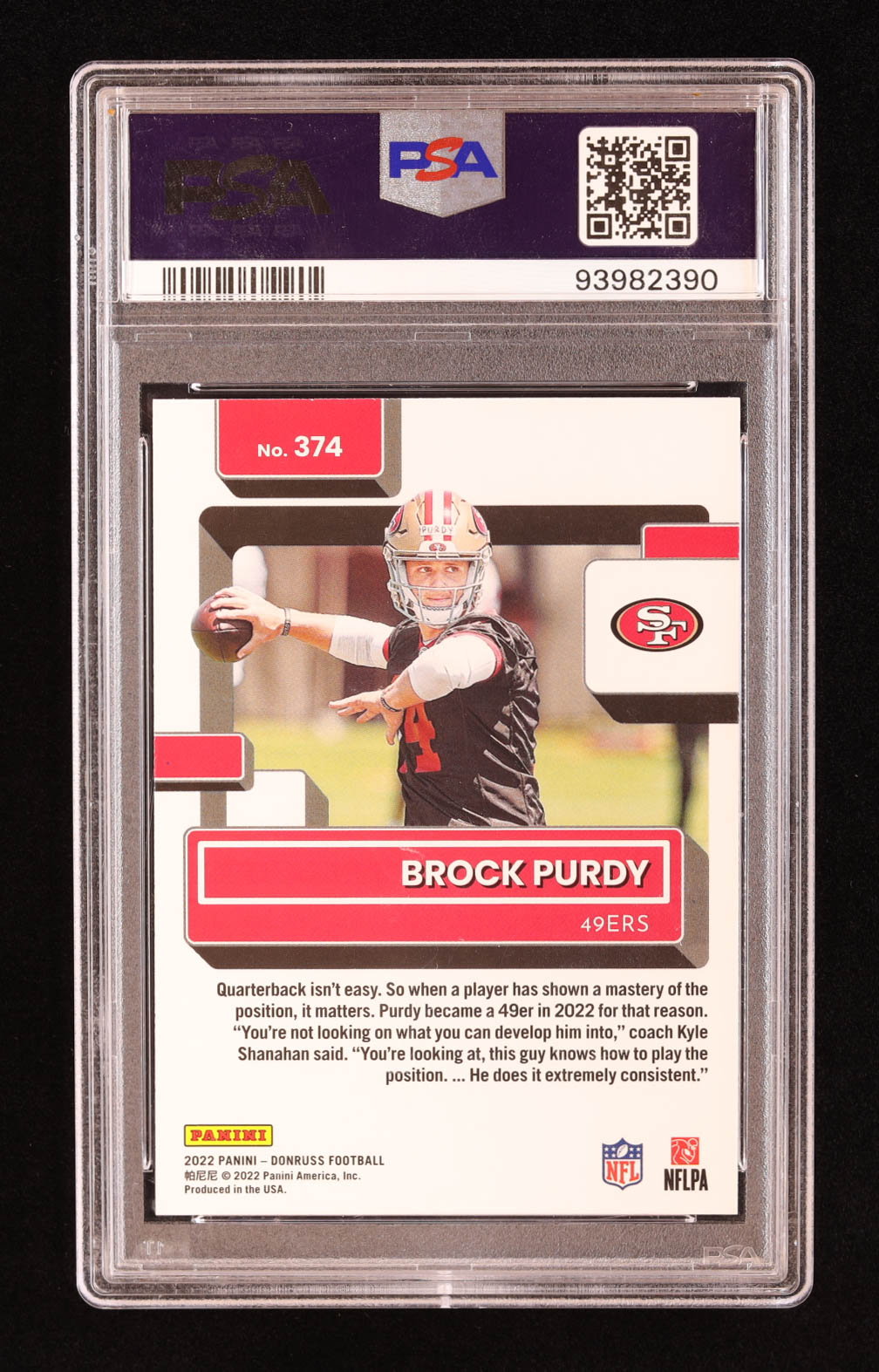 Brock Purdy 2022 Donruss Press Proof Blue #374 RR RC (PSA 9) at PristineAuction.com Brock Purdy 2022 Donruss Press Proof Blue #374 RR RC (PSA 9) at PristineAuction.com