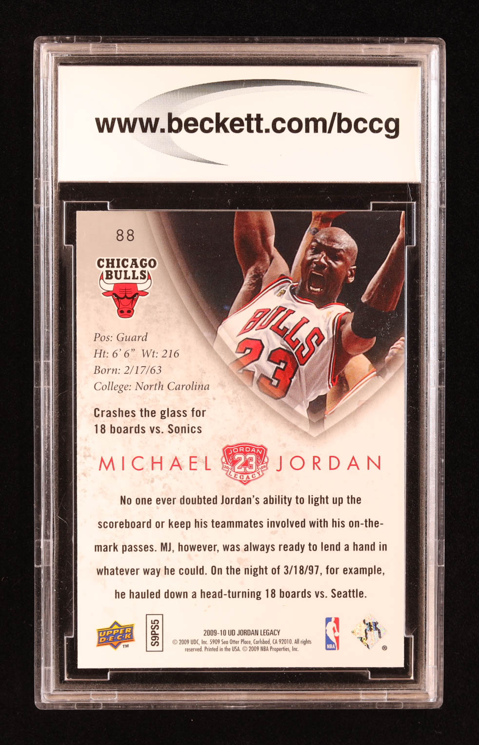 Michael Jordan 2009-10 Upper Deck Michael Jordan Legacy Collection Gold #88 (BCCG 10) at PristineAuction.com Michael Jordan 2009-10 Upper Deck Michael Jordan Legacy Collection Gold #88 (BCCG 10) at PristineAuction.com