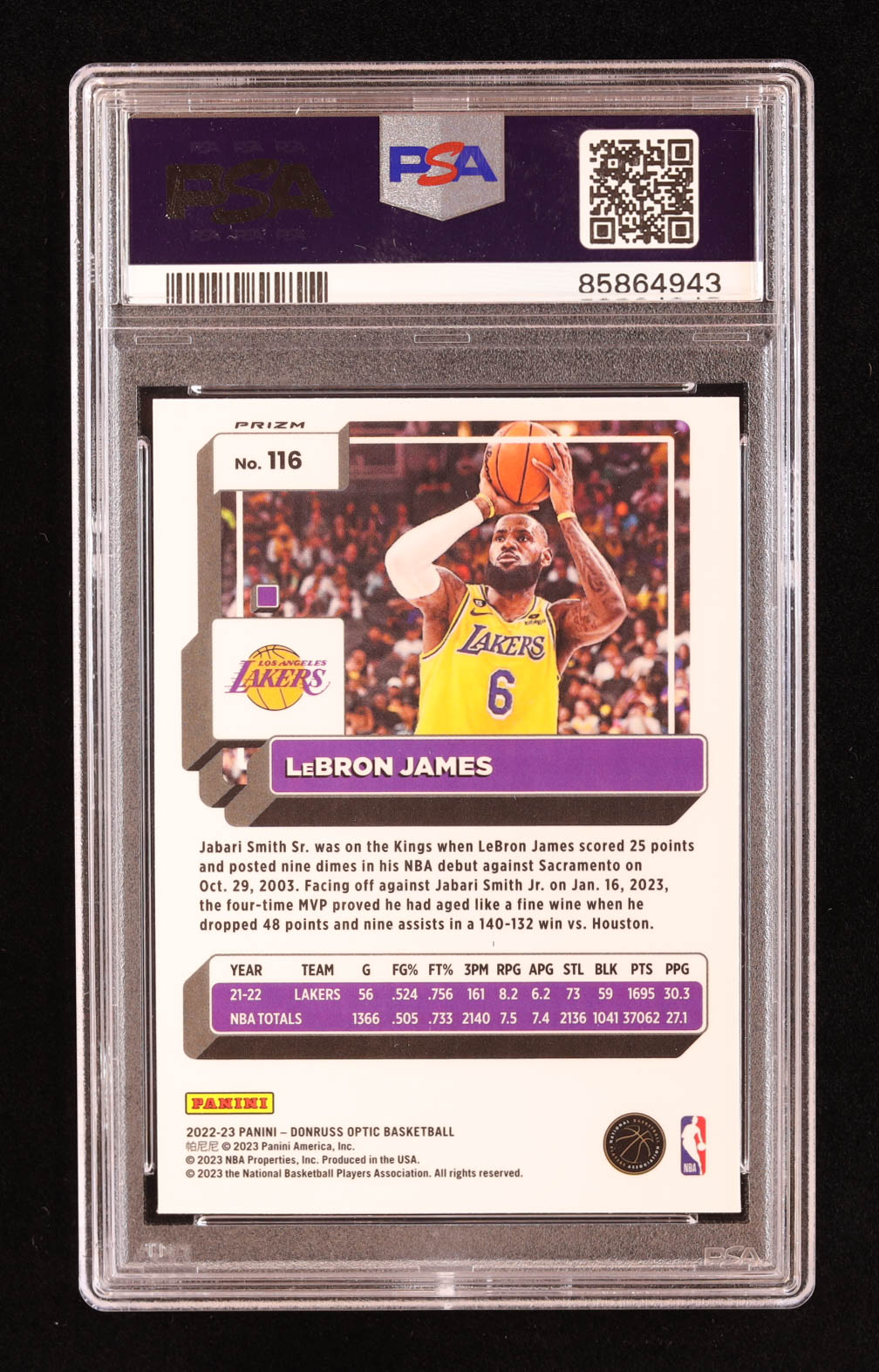 LeBron James 2022-23 Donruss Optic Red Wave #1160 (PSA 10) at PristineAuction.com LeBron James 2022-23 Donruss Optic Red Wave #1160 (PSA 10) at PristineAuction.com