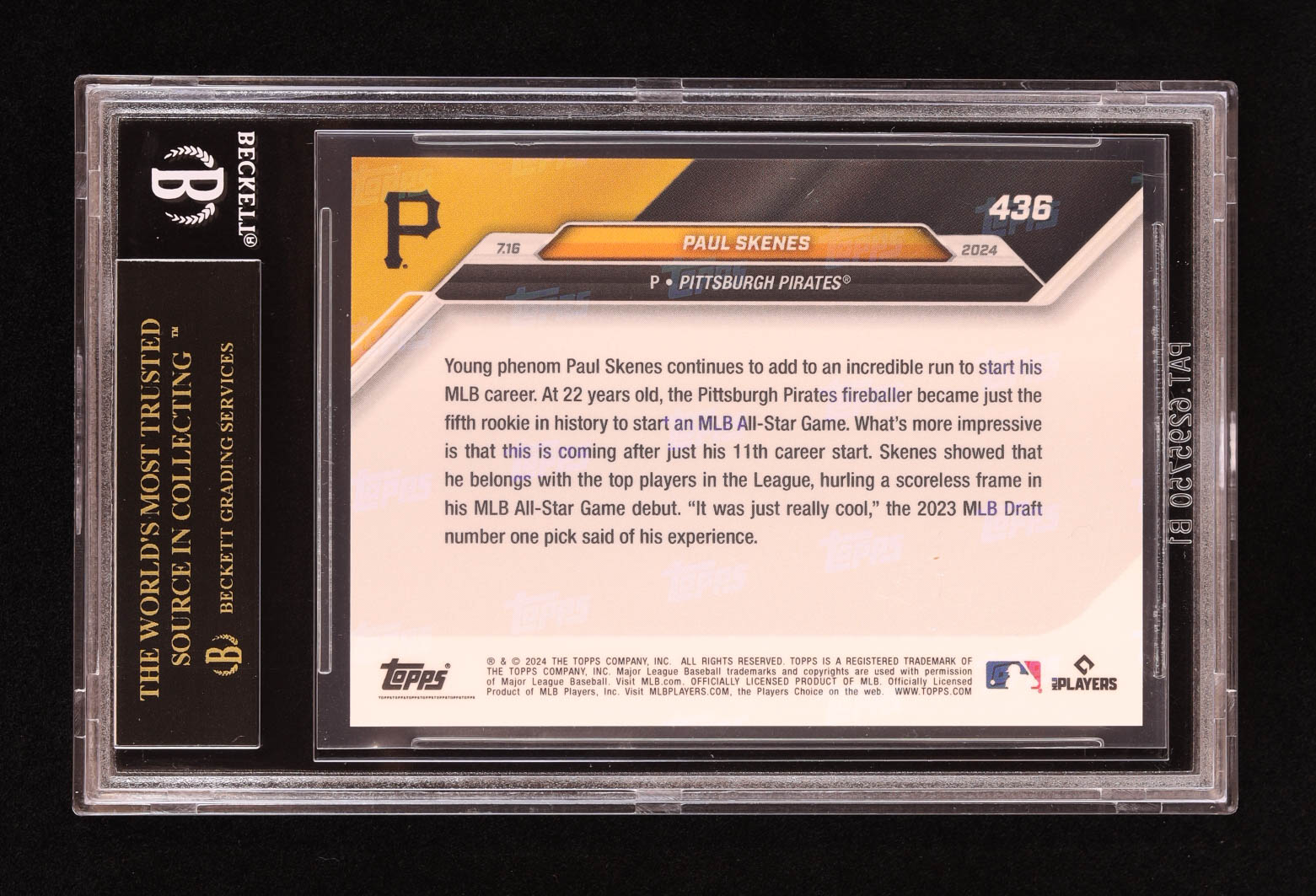 Paul Skenes 2024 Topps Now #436 RC (BGS Black Label 10) at PristineAuction.com Paul Skenes 2024 Topps Now #436 RC (BGS Black Label 10) at PristineAuction.com