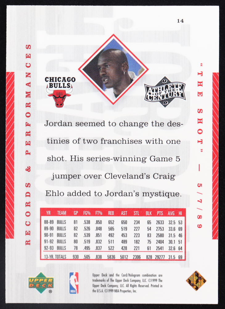 Michael Jordan 1999 Upper Deck Michael Jordan Athlete of the Century #14 at PristineAuction.com Michael Jordan 1999 Upper Deck Michael Jordan Athlete of the Century #14 at PristineAuction.com