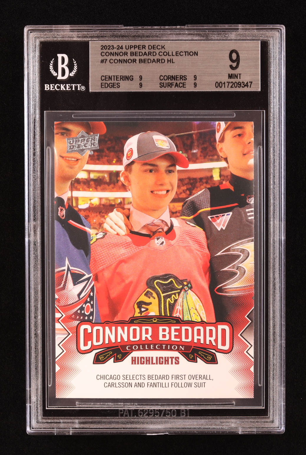 Connor Bedard 2023-24 Upper Deck Connor Bedard Collection #7 HL RC (BGS 9) at PristineAuction.com Connor Bedard 2023-24 Upper Deck Connor Bedard Collection #7 HL RC (BGS 9) at PristineAuction.com