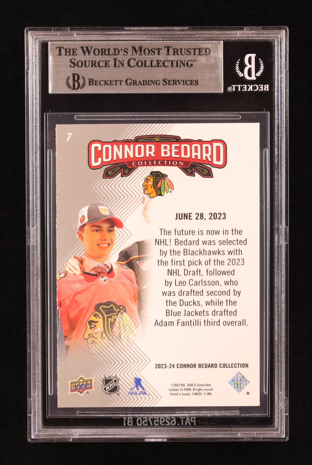 Connor Bedard 2023-24 Upper Deck Connor Bedard Collection #7 HL RC (BGS 9) at PristineAuction.com Connor Bedard 2023-24 Upper Deck Connor Bedard Collection #7 HL RC (BGS 9) at PristineAuction.com