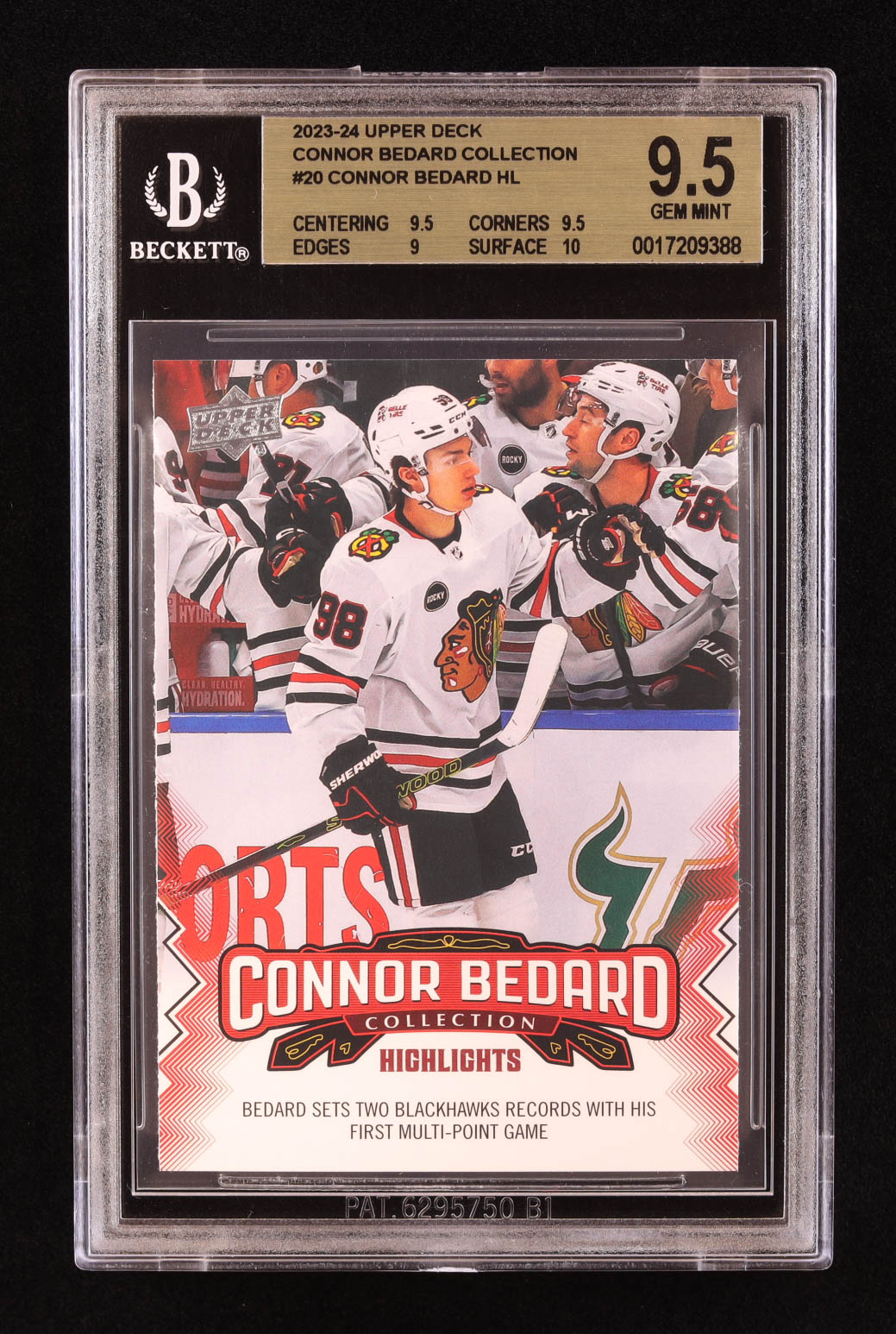 Connor Bedard 2023-24 Upper Deck Connor Bedard Collection #20 HL RC (BGS 9.5) at PristineAuction.com Connor Bedard 2023-24 Upper Deck Connor Bedard Collection #20 HL RC (BGS 9.5) at PristineAuction.com