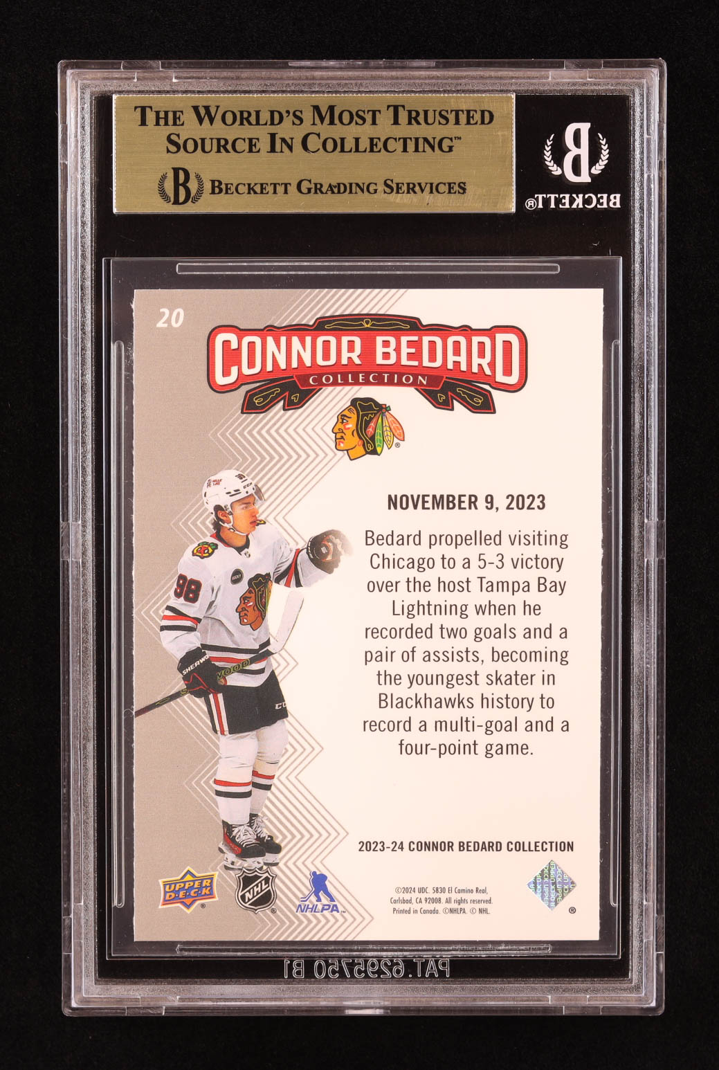 Connor Bedard 2023-24 Upper Deck Connor Bedard Collection #20 HL RC (BGS 9.5) at PristineAuction.com Connor Bedard 2023-24 Upper Deck Connor Bedard Collection #20 HL RC (BGS 9.5) at PristineAuction.com
