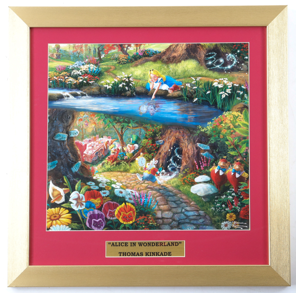 Thomas Kinkade "Alice In Wonderland" Custom Framed Print Display at PristineAuction.com Thomas Kinkade "Alice In Wonderland" Custom Framed Print Display at PristineAuction.com