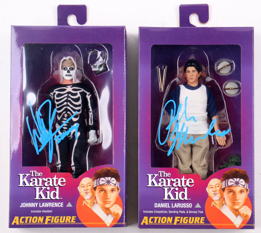 Ralph Macchio & William Zabka Signed "The Karate Kid" Daniel LaRusso & Johnny Lawrence NECA Action Figures Inscribed "Johnny" (JSA) at PristineAuction.com Ralph Macchio & William Zabka Signed "The Karate Kid" Daniel LaRusso & Johnny Lawrence NECA Action Figures Inscribed "Johnny" (JSA) at PristineAuction.com