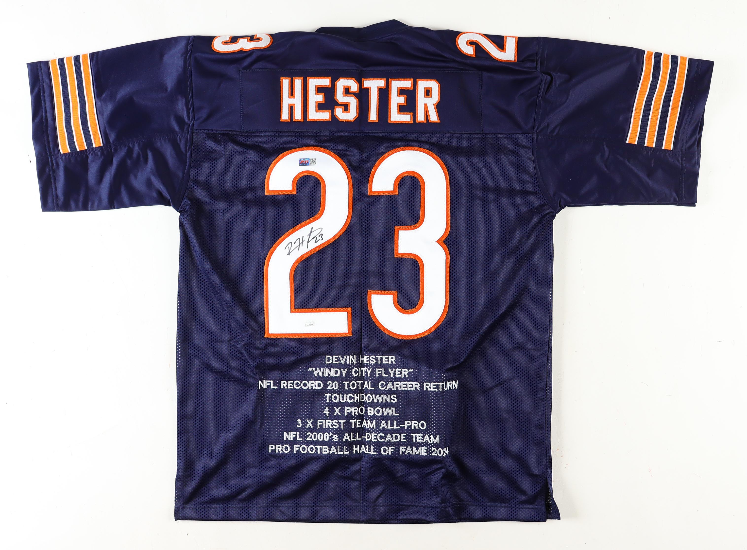 Devin Hester Signed Career Highlight Stat Jersey (JSA & PIA) at PristineAuction.com Devin Hester Signed Career Highlight Stat Jersey (JSA & PIA) at PristineAuction.com