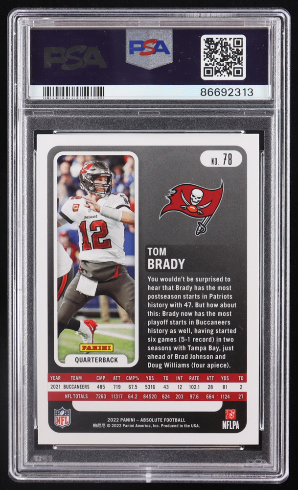 Tom Brady 2022 Absolute Red Squares #78 #073/499 (PSA 9) at PristineAuction.com Tom Brady 2022 Absolute Red Squares #78 #073/499 (PSA 9) at PristineAuction.com