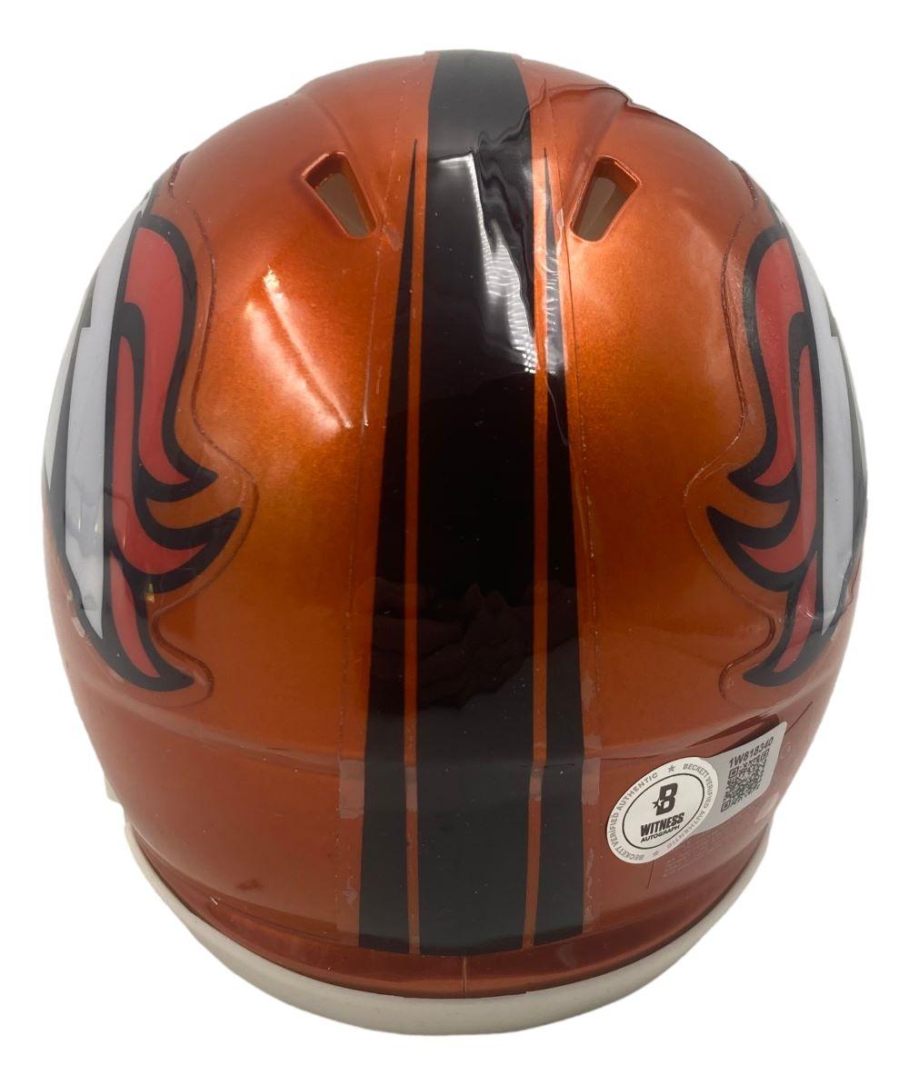 Bo Nix Signed Broncos Flash Alternate Speed Mini Helmet (Beckett) at PristineAuction.com Bo Nix Signed Broncos Flash Alternate Speed Mini Helmet (Beckett) at PristineAuction.com