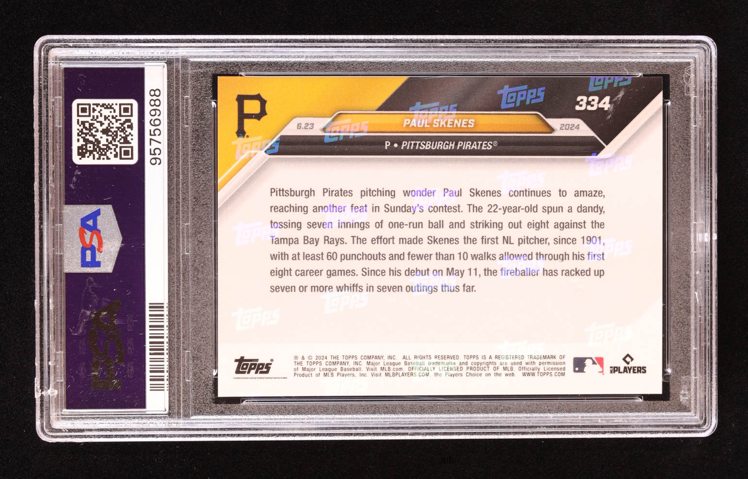 Paul Skenes 2024 Topps Now #334 RC (PSA 10) at PristineAuction.com Paul Skenes 2024 Topps Now #334 RC (PSA 10) at PristineAuction.com