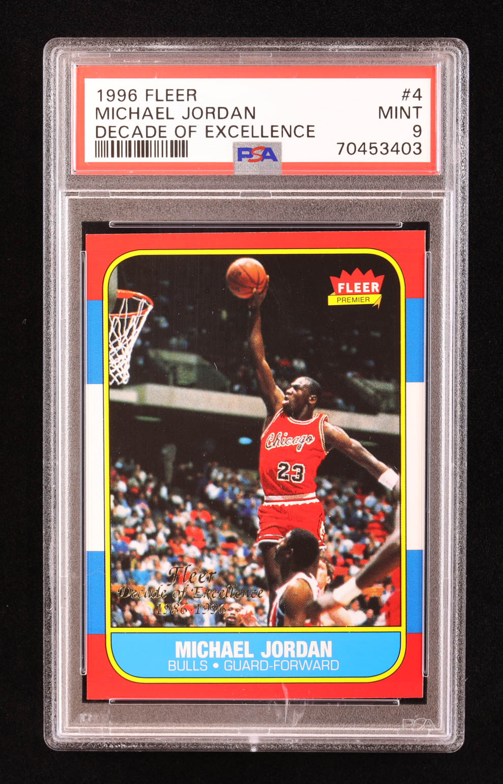 Michael Jordan 1996-97 Fleer Decade of Excellence #4 (PSA 9) at PristineAuction.com Michael Jordan 1996-97 Fleer Decade of Excellence #4 (PSA 9) at PristineAuction.com