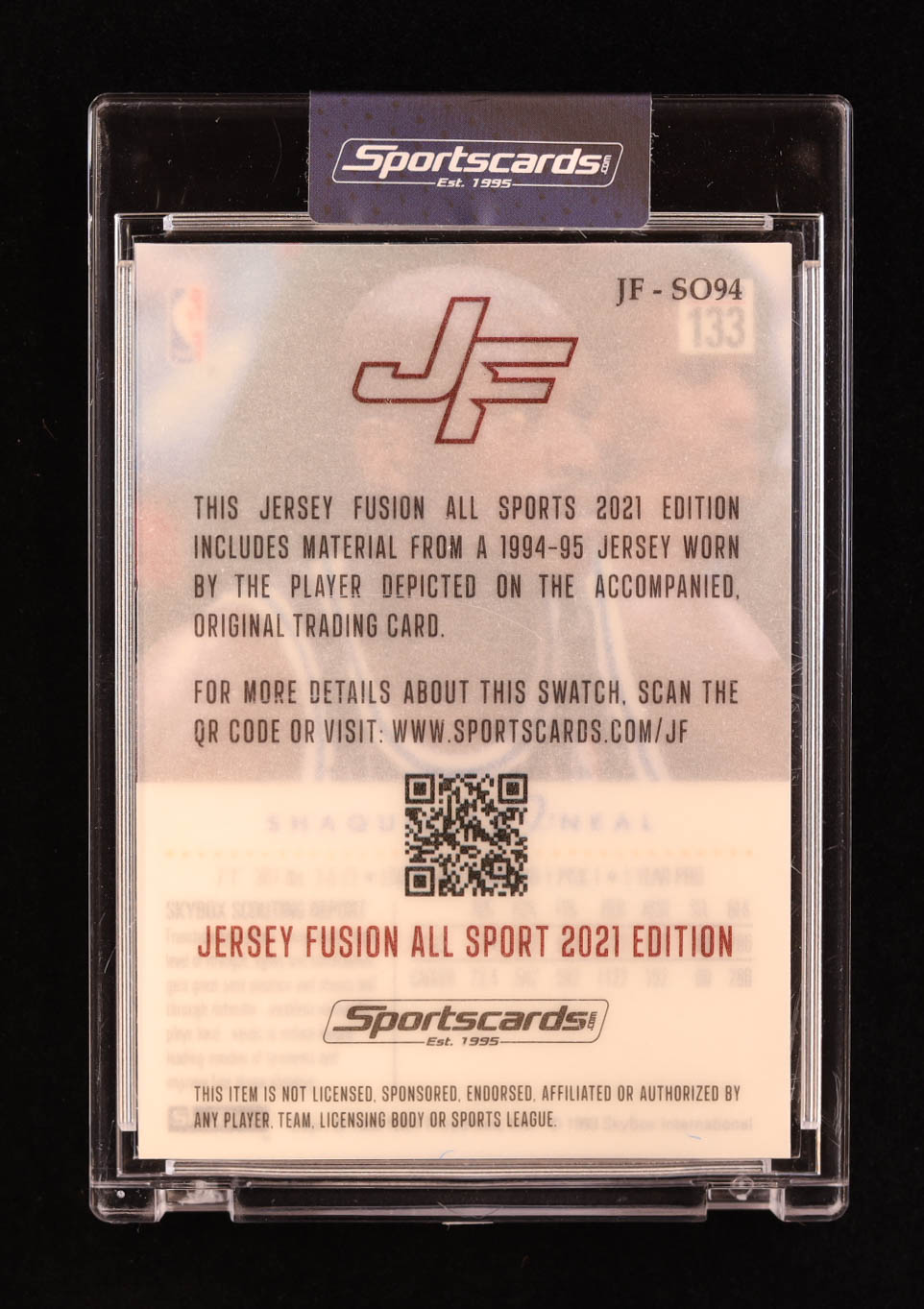 Shaquille O'Neal 2021 Jersey Fusion Game Used Swatch #SO94 at PristineAuction.com Shaquille O'Neal 2021 Jersey Fusion Game Used Swatch #SO94 at PristineAuction.com