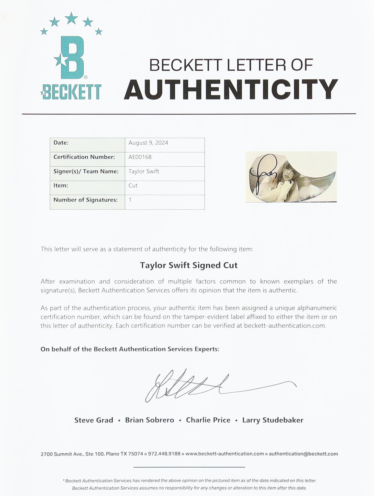 Taylor Swift Signed 30" Acoustic Guitar (Beckett) at PristineAuction.com Taylor Swift Signed 30" Acoustic Guitar (Beckett) at PristineAuction.com