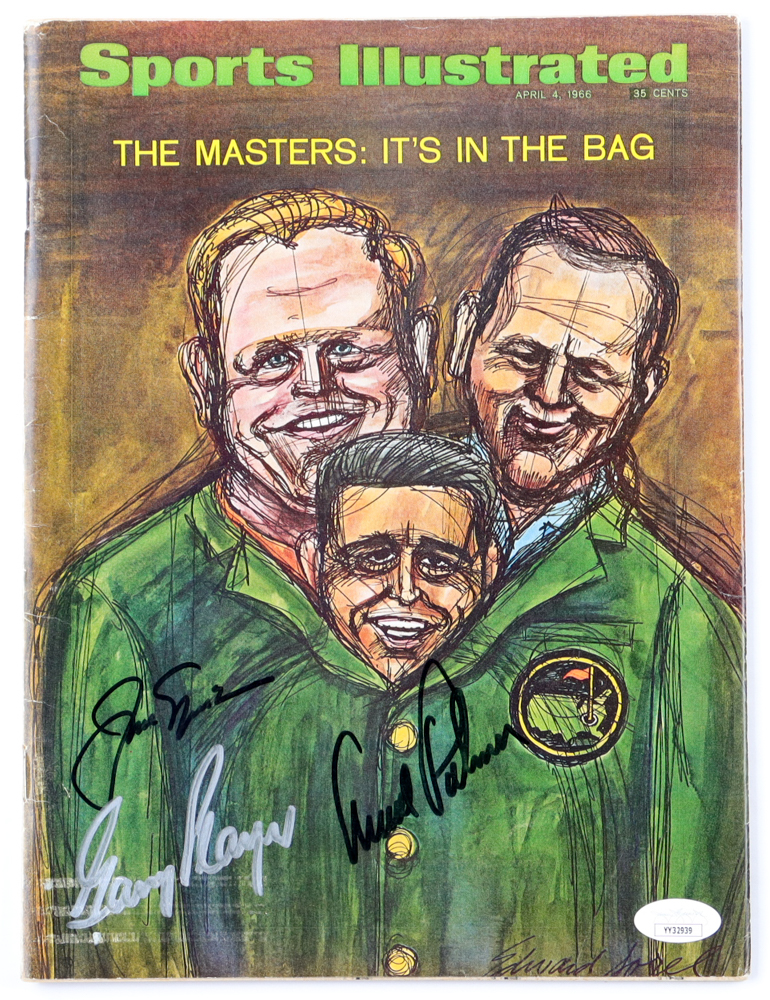 Gary Player, Jack Nicklaus & Arnold Palmer Signed 1966 "The Masters: It's In The Bag" Sports Illustrated Full Vintage Magazine (JSA) at PristineAuction.com Gary Player, Jack Nicklaus & Arnold Palmer Signed 1966 "The Masters: It's In The Bag" Sports Illustrated Full Vintage Magazine (JSA) at PristineAuction.com