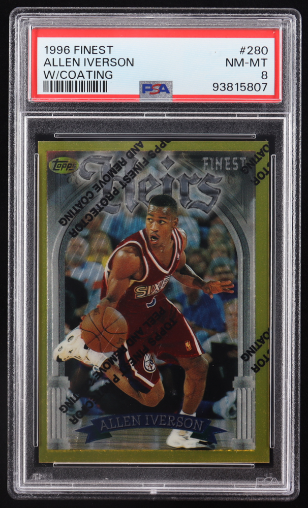 Allen Iverson 1996 Finest #280 RC with Coating (PSA 8) at PristineAuction.com Allen Iverson 1996 Finest #280 RC with Coating (PSA 8) at PristineAuction.com