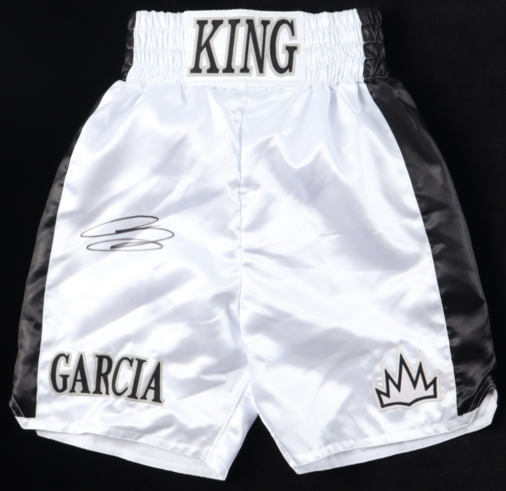 Ryan Garcia Signed Custom “King Ryan” Boxing Trunks (Beckett) at PristineAuction.com Ryan Garcia Signed Custom “King Ryan” Boxing Trunks (Beckett) at PristineAuction.com