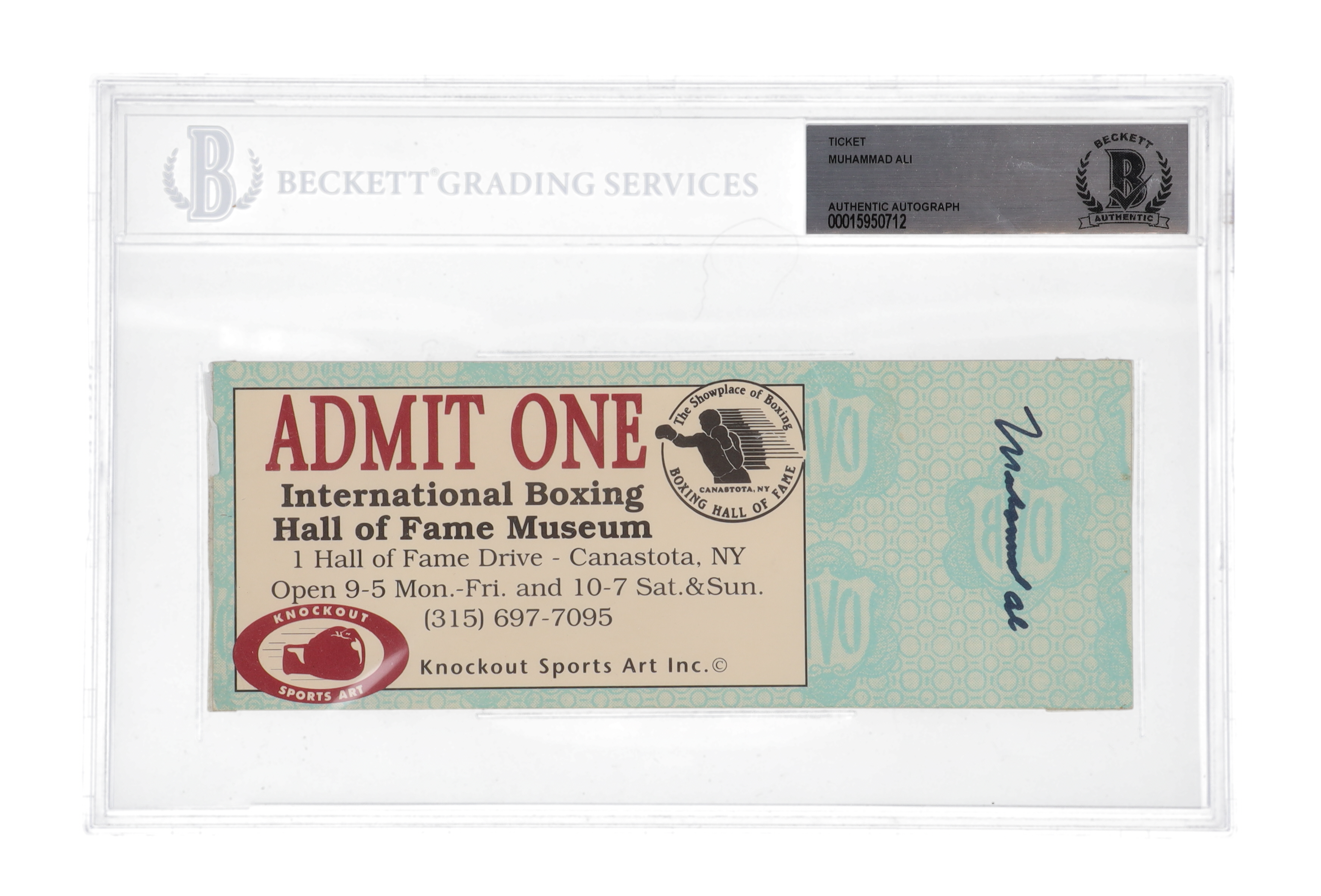 Muhammad Ali Signed International Boxing Hall of Fame Museum Ticket (BAS) at PristineAuction.com Muhammad Ali Signed International Boxing Hall of Fame Museum Ticket (BAS) at PristineAuction.com