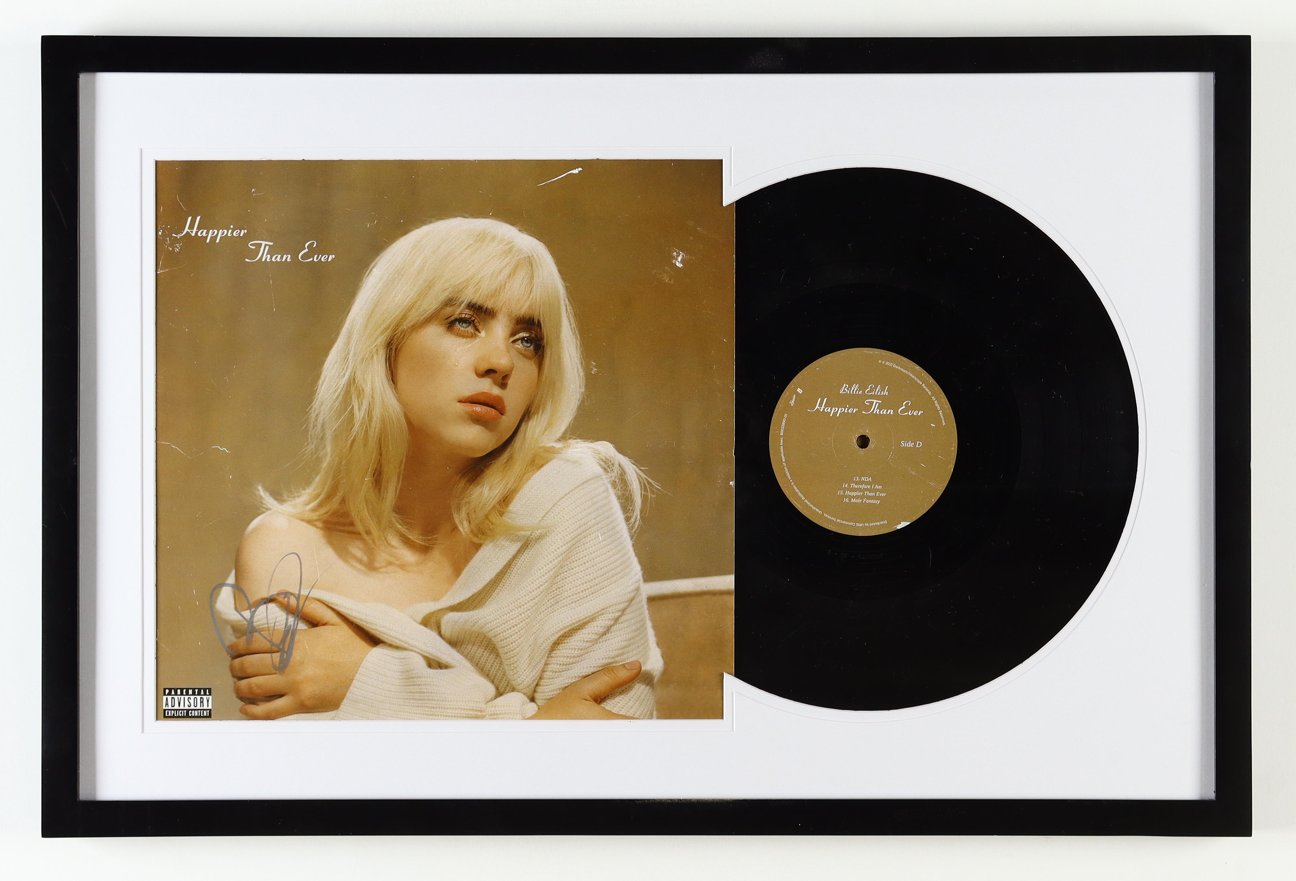 Billie Eilish Signed "Happier Than Ever" Custom Framed Vinyl Album Cover (JSA) (See Description) at PristineAuction.com Billie Eilish Signed "Happier Than Ever" Custom Framed Vinyl Album Cover (JSA) (See Description) at PristineAuction.com