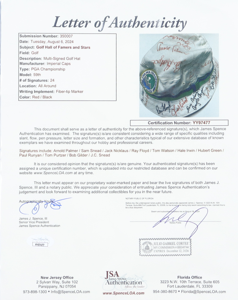 Golf Hall of Famers and Stars Pebble Beach 59th Championship Bucket Hat Signed by (24) with Arnold Palmer, Sam Snead, Jack Nicklaus, Ray Floyd (JSA) at PristineAuction.com Golf Hall of Famers and Stars Pebble Beach 59th Championship Bucket Hat Signed by (24) with Arnold Palmer, Sam Snead, Jack Nicklaus, Ray Floyd (JSA) at PristineAuction.com