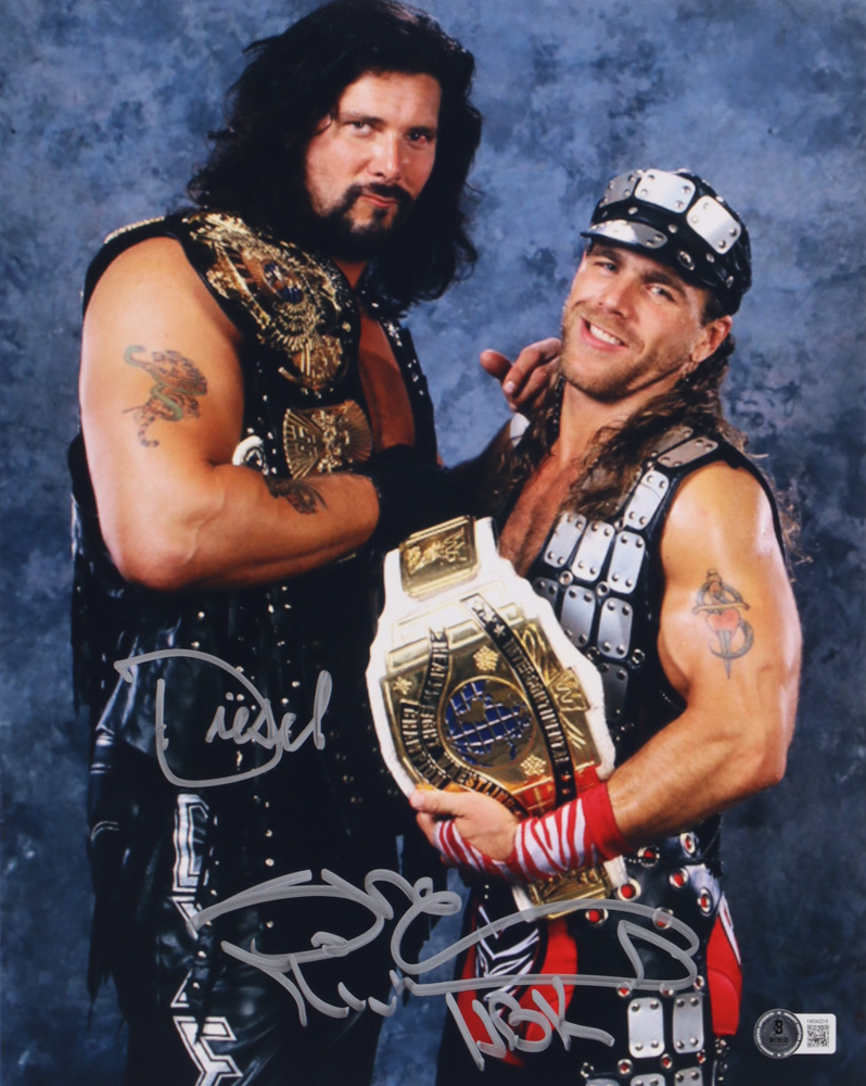 Shawn Michaels & Kevin Nash Signed WWE 11x14 Photo Inscribed "HBK" (Beckett) at PristineAuction.com Shawn Michaels & Kevin Nash Signed WWE 11x14 Photo Inscribed "HBK" (Beckett) at PristineAuction.com