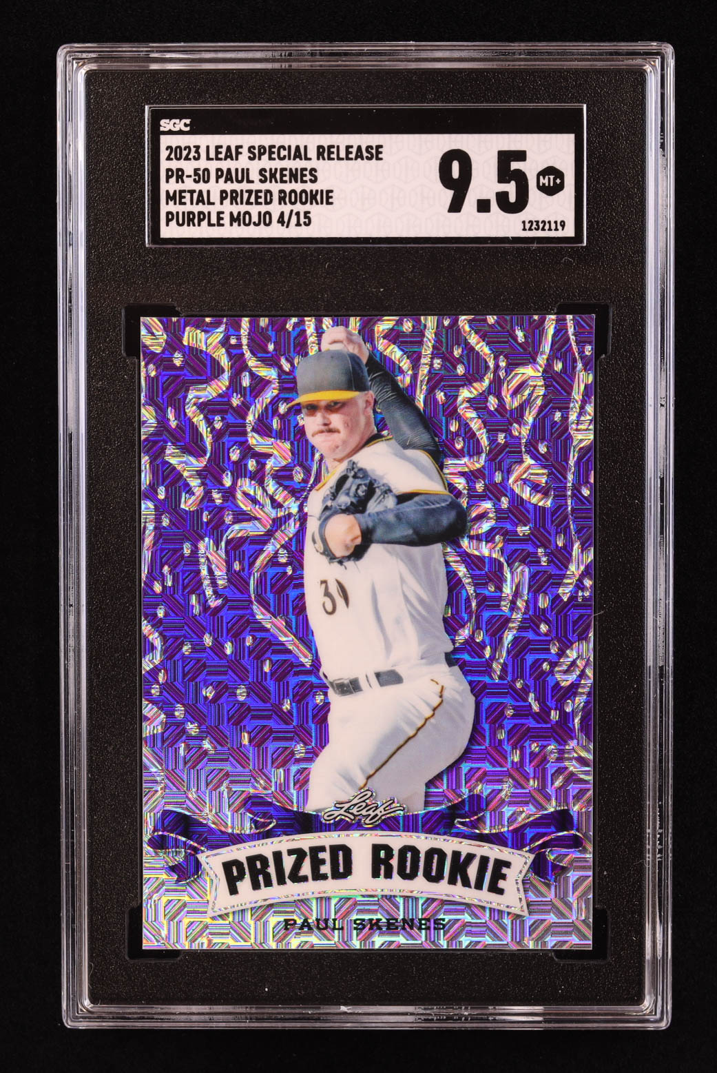 Paul Skenes 2023 Leaf Metal Special Release Prized Rookie Mojo Purple #PR50 RC #04/15 (SGC 9.5) at PristineAuction.com Paul Skenes 2023 Leaf Metal Special Release Prized Rookie Mojo Purple #PR50 RC #04/15 (SGC 9.5) at PristineAuction.com