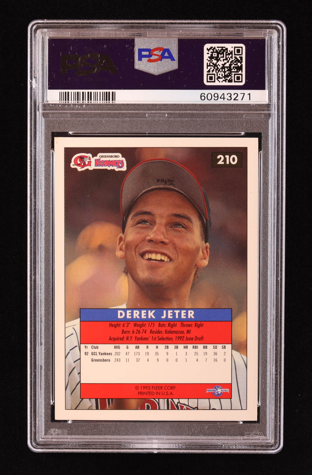 Derek Jeter 1992-93 Excel #210 RC (PSA 9) at PristineAuction.com Derek Jeter 1992-93 Excel #210 RC (PSA 9) at PristineAuction.com