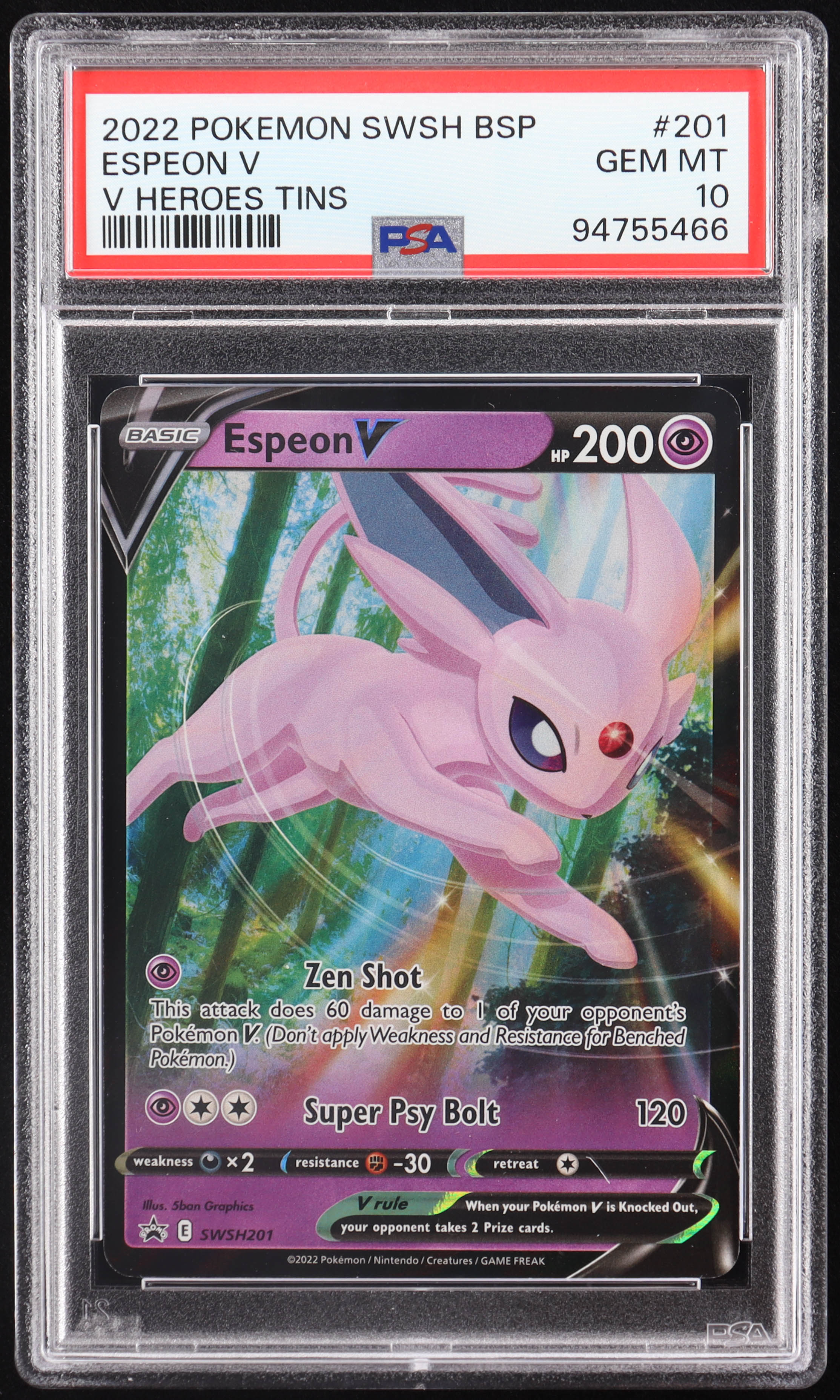 Espeon V Pokemon 2022 Sword & Shield Promo SWSH#201 (PSA 10) at PristineAuction.com Espeon V Pokemon 2022 Sword & Shield Promo SWSH#201 (PSA 10) at PristineAuction.com
