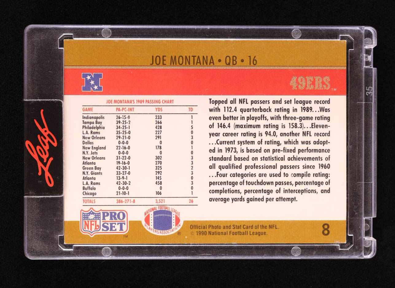 Joe Montana 2023 Pro Set Authentic Signature Memories '90 Pro Set #8 LL #18/75 at PristineAuction.com Joe Montana 2023 Pro Set Authentic Signature Memories '90 Pro Set #8 LL #18/75 at PristineAuction.com