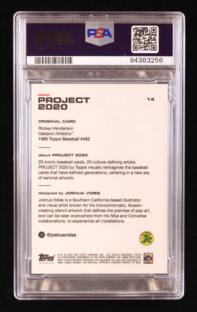 Rickey Henderson 2020 Topps Project 2020 #14 / Joshua Vides (PSA 8) at PristineAuction.com Rickey Henderson 2020 Topps Project 2020 #14 / Joshua Vides (PSA 8) at PristineAuction.com