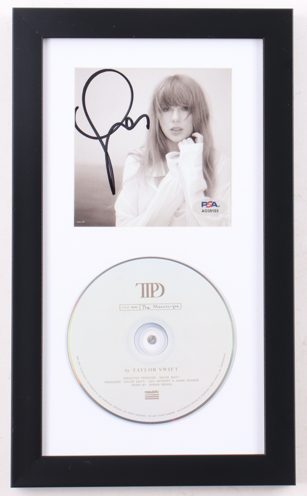 Taylor Swift Signed Custom Framed "The Tortured Poets Department" CD Album Insert Display With Disc (PSA) at PristineAuction.com Taylor Swift Signed Custom Framed "The Tortured Poets Department" CD Album Insert Display With Disc (PSA) at PristineAuction.com