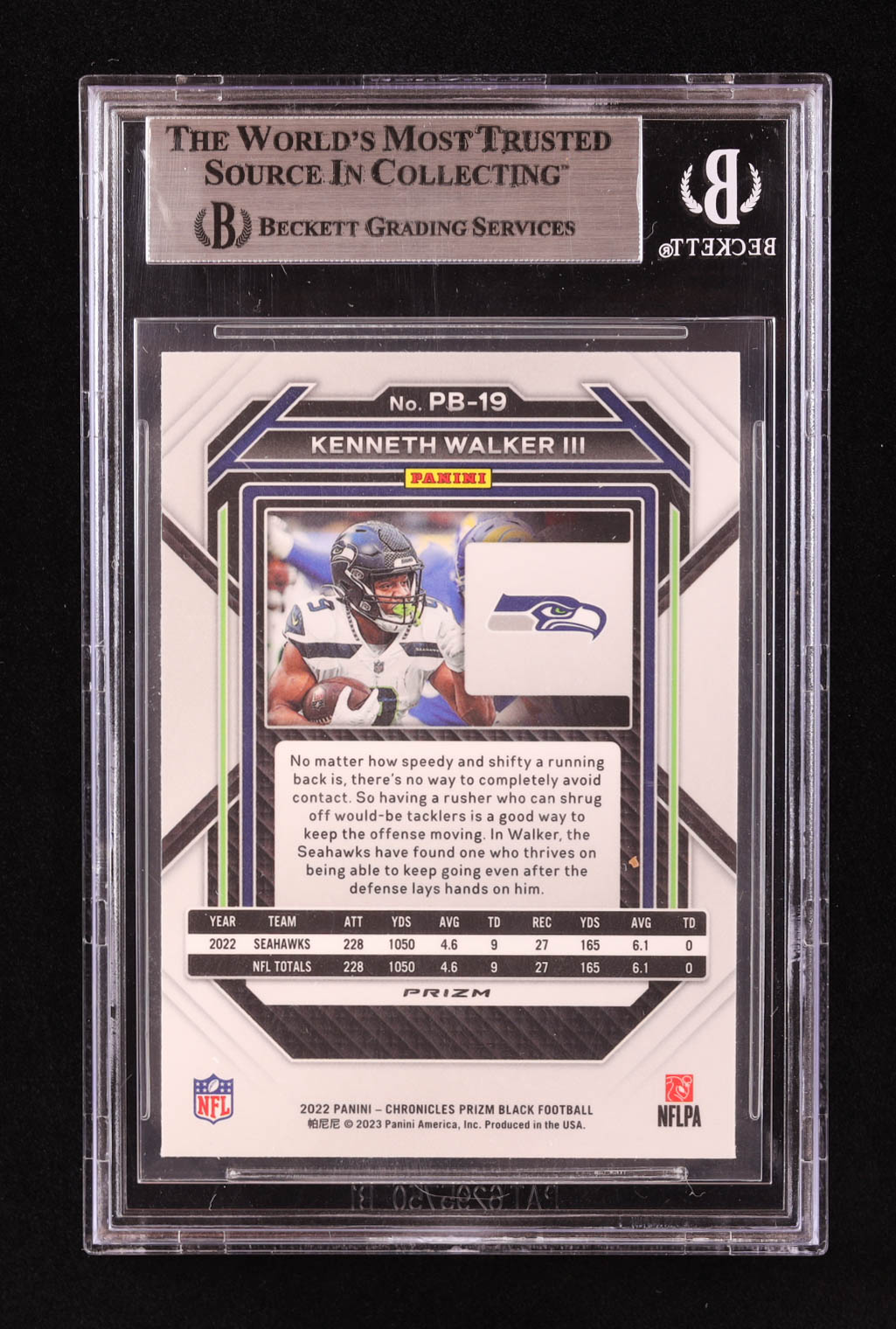 Kenneth Walker III 2022 Panini Chronicles Prizm Black Silver #19 RC (BGS 9) at PristineAuction.com Kenneth Walker III 2022 Panini Chronicles Prizm Black Silver #19 RC (BGS 9) at PristineAuction.com
