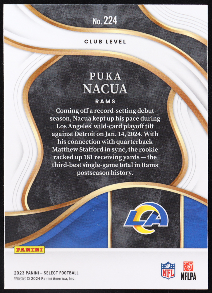 Puka Nacua 2023 Select #224 RC at PristineAuction.com Puka Nacua 2023 Select #224 RC at PristineAuction.com