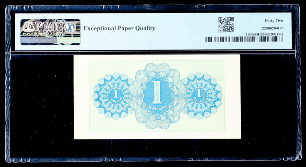 1944 Austria / Allied Occupation WWII - 1 Schilling (PMG Choice Extremely Fine 45 EPQ) at PristineAuction.com 1944 Austria / Allied Occupation WWII - 1 Schilling (PMG Choice Extremely Fine 45 EPQ) at PristineAuction.com