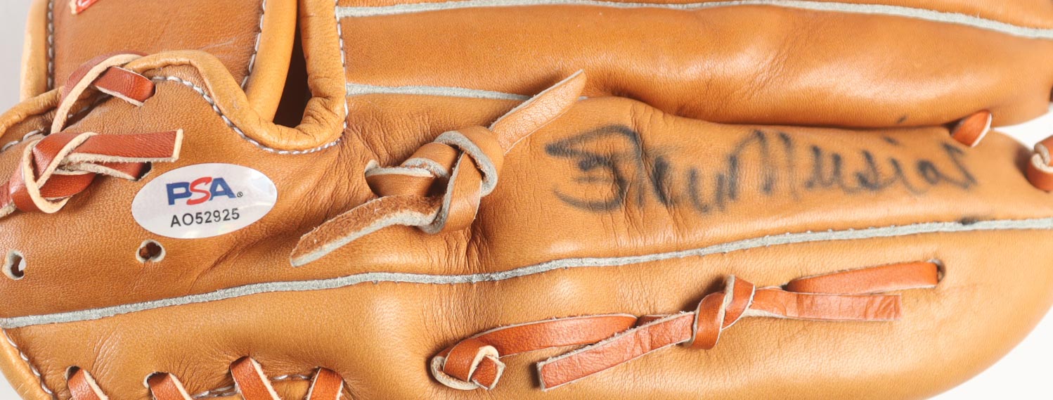 Stan Musial Signed "Stan The Man" Glove With Nameplate Acrylic Display Case (PSA) at PristineAuction.com Stan Musial Signed "Stan The Man" Glove With Nameplate Acrylic Display Case (PSA) at PristineAuction.com