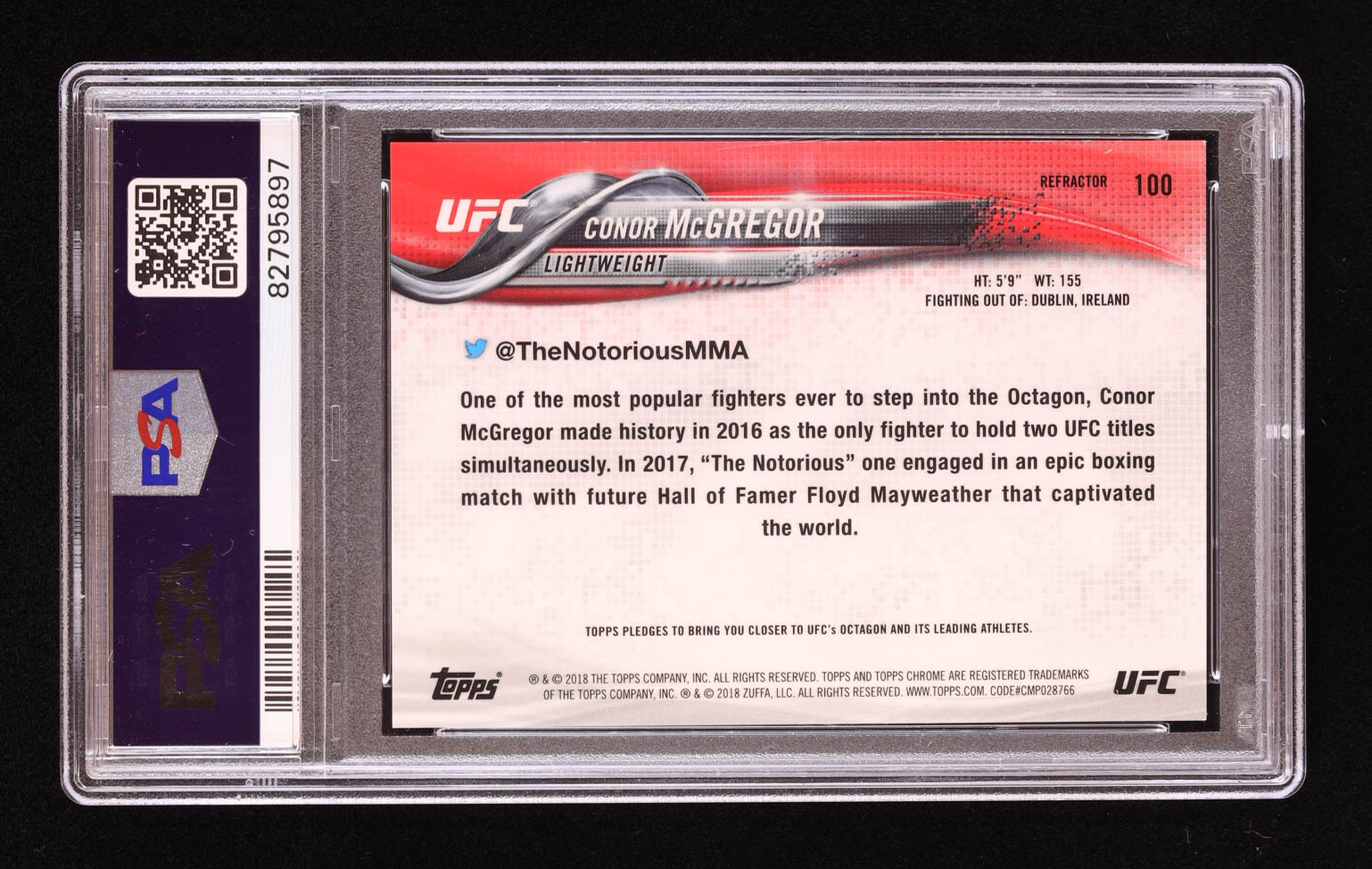 Conor McGregor 2018 Topps Chrome UFC Refractors #100 (PSA 9) at PristineAuction.com Conor McGregor 2018 Topps Chrome UFC Refractors #100 (PSA 9) at PristineAuction.com