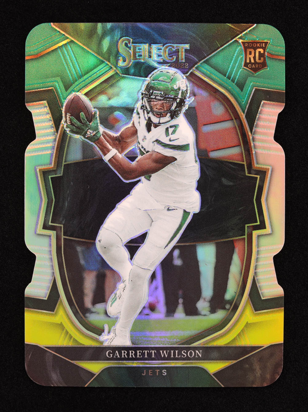 Garrett Wilson 2022 Select Prizm Green and Yellow Die Cut #88 RC at PristineAuction.com Garrett Wilson 2022 Select Prizm Green and Yellow Die Cut #88 RC at PristineAuction.com