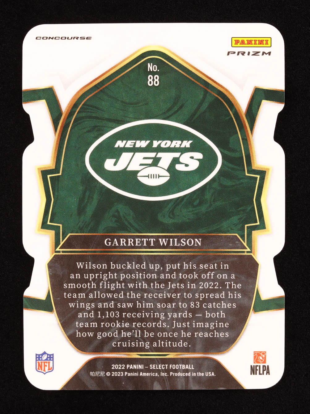 Garrett Wilson 2022 Select Prizm Green and Yellow Die Cut #88 RC at PristineAuction.com Garrett Wilson 2022 Select Prizm Green and Yellow Die Cut #88 RC at PristineAuction.com