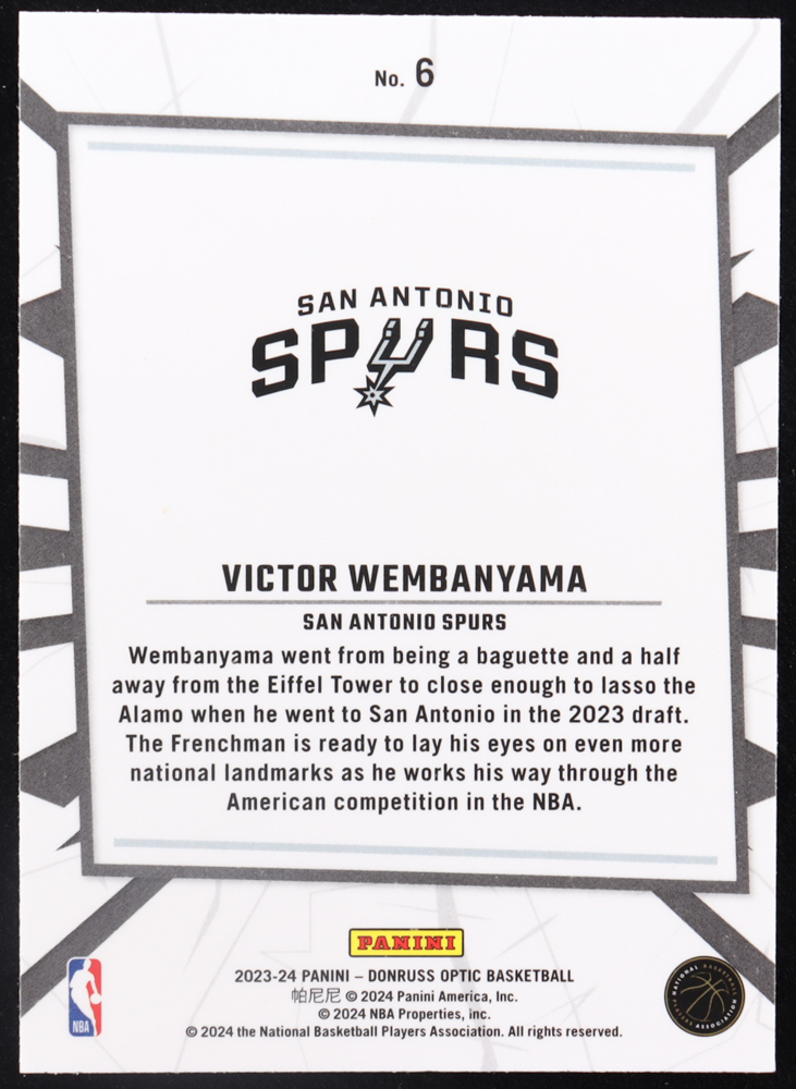 Victor Wembanyama 2023-24 Donruss Optic My House #6 RC at PristineAuction.com Victor Wembanyama 2023-24 Donruss Optic My House #6 RC at PristineAuction.com